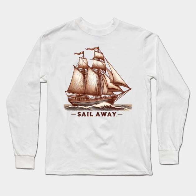 Sailboat Long Sleeve T-Shirt by Vehicles-Art